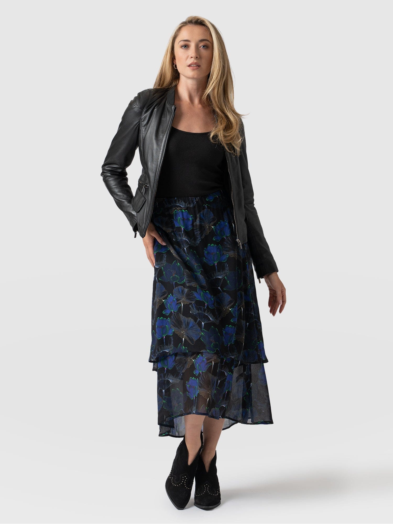 Etta Layered Skirt Blue Flora - Women's Skirts | Saint + Sofia® EU
